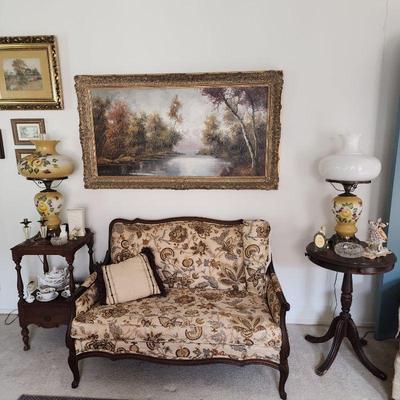 Antique furniture and lamps