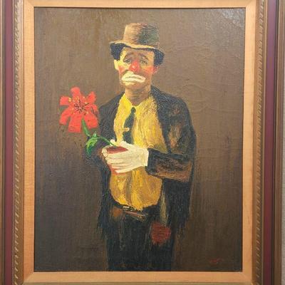 L. E. Scott 1958 Clown oil painting