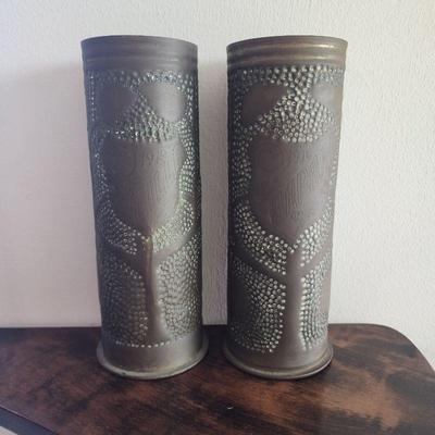 WWI era trench art shell vases