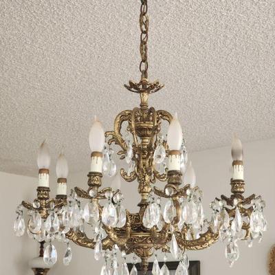 Vintage solid brass 8 light chandelier
