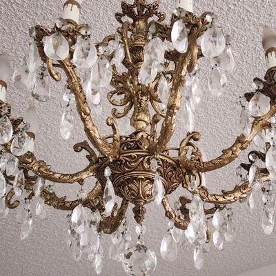Vintage solid brass 8 light chandelier