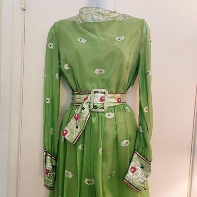 Handmade piece lime green hostess suit.