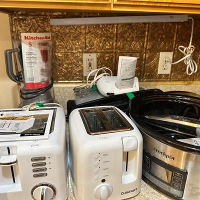 Small appliances - toasters, waffle maker, crockpot, blender, mixers, George Foreman