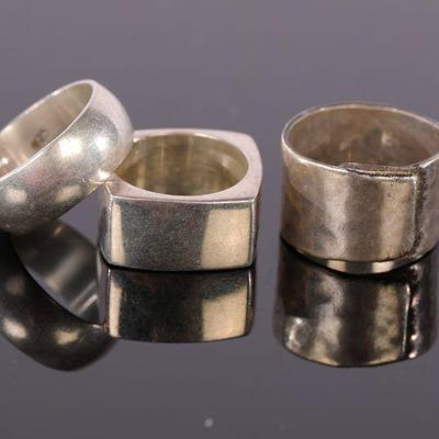 Modernist Sterling rings