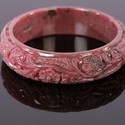 Carved Pink Granite Bracelet