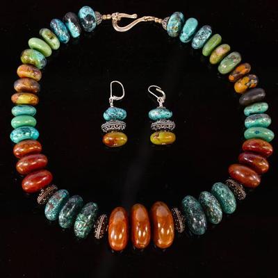 Colorful Turquoise Necklace & Earrings Set