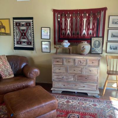 Ganado and Yei rugs.  Afgan Kazak rug from Seravian