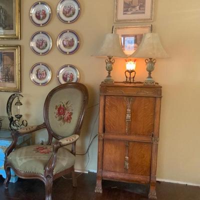Perkin Hammer antique plates,  ,agate c. 1920 lamps
