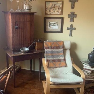 Antique cupboard, western art,Stressless chair