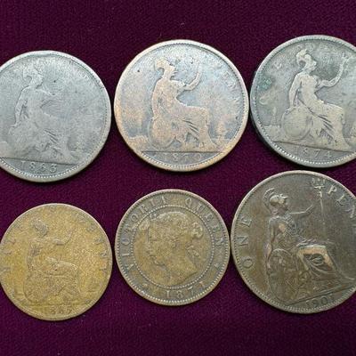 Six Antique British Empire Coins