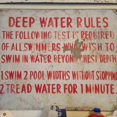 #1906 â€¢ Metal Deep Water Rule Sign
