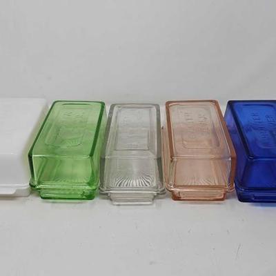 #1112 â€¢ 5 Butter Dishes Marked 