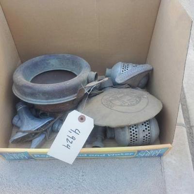 #4924 â€¢ Vintage Hose Nozzles, Canteen, and Strainer
