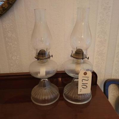 #1210 â€¢ Two Antique Kerosene Lamps
