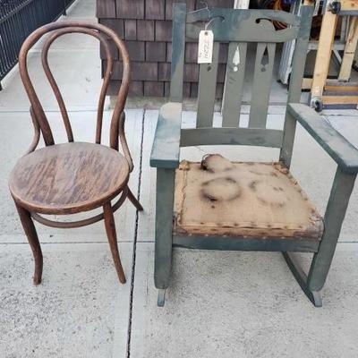 #5224 â€¢ Vintage Wooden Chair and Rocking Chair
