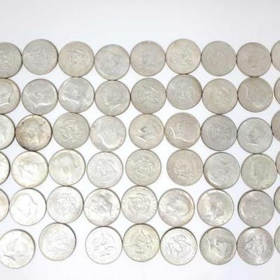 #522 â€¢ (54) 40% Silver Kennedy Half Dollars
