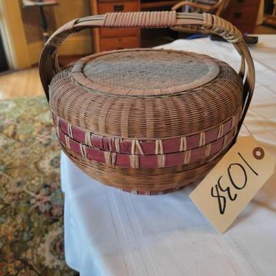 #1038 â€¢ Decorative Wicker Basket and Vintage Bottle Caps
