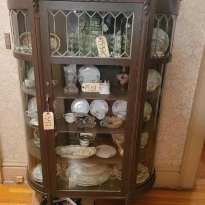 #1542 â€¢ Curved Side Glass Curio Cabinet
