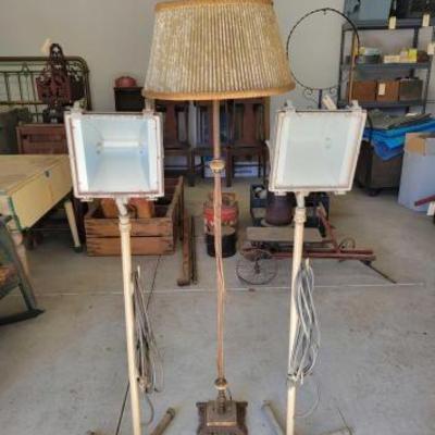 #5200 â€¢ 2 Vintage Flood Lights and 1 Vintage Lamp
