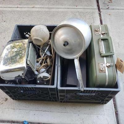 #5208 â€¢ Toaster, Lamps, Suitcase, Pot w/ Lid, and Radio
