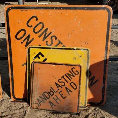 #1010 â€¢ Sandblasting Sign, Flooded Sign, & Construction On Bike Trail Sign
