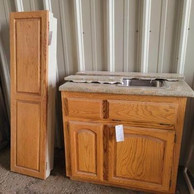 #15052 â€¢ Hideaway Ironing Cabinet, Cabinet with Counter Top and Sink
