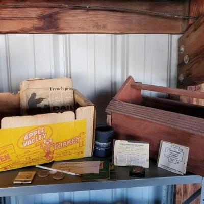 #10046 â€¢ High Desert Vintage Turkey Box, Joshua Ridge Poultry Farm, Del Webb Flower Box, Memorial Day Newspaper
