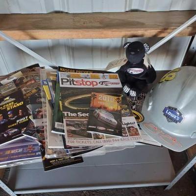 #10050 â€¢ Nascar Racing Magazines, Wilson Safety Helmet, The Kelley Collection Stuffed Animal
