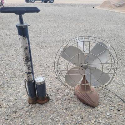 #15308 â€¢ Vintage Bicycle Pump and Fan
