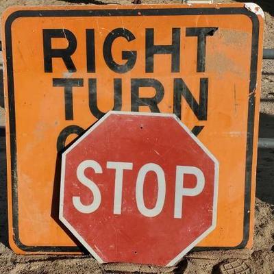 #1008 â€¢ Stop Sign & Right Turn Only Sign
