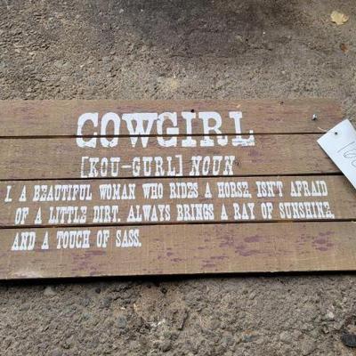 #160 â€¢ Wooden Cowgirl Sign
