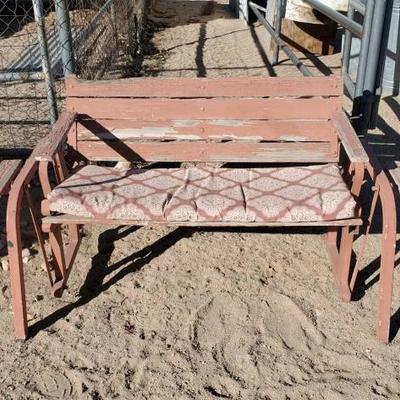 #1032 â€¢ Red Wooden Swinging Bench
