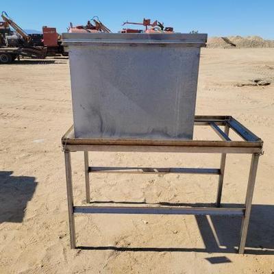 #1930 â€¢ Metal Sink Cabinet with Metal Rack
