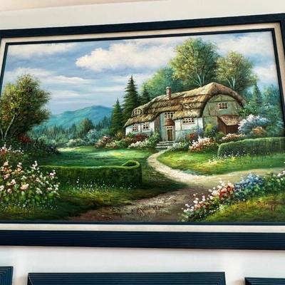 Handpainted landscape of country coyyage
