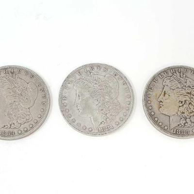 #697 â€¢ (3) 1881-1884 Morgan Silver Dollars
