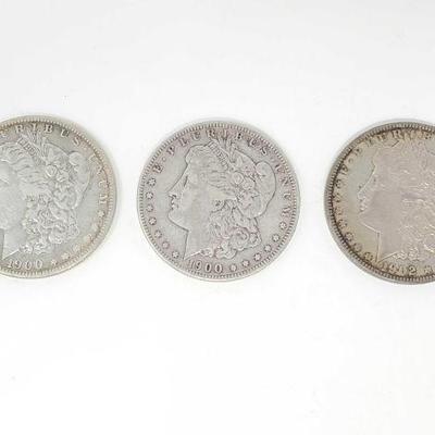 #674 â€¢ 3 Morgan Silver Dollars (2) 1900 & 1902
