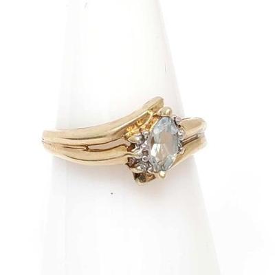 #318 â€¢ 10k Gold Ring with Light Blue Rhinestone, 3g
