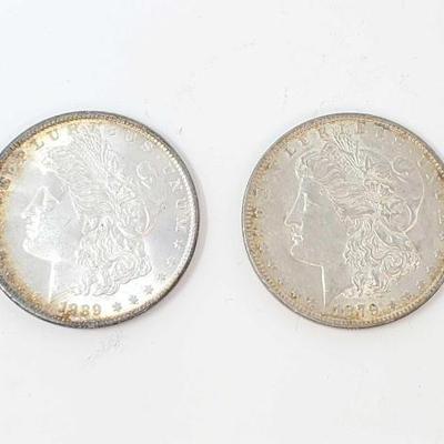#695 â€¢ (2) 1879-1889 Morgan Silver Dollars
