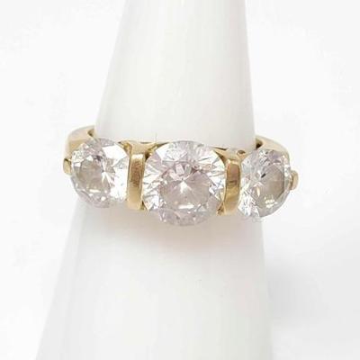 #304 â€¢ 14k Gold Rhinestone Ring, 6g
