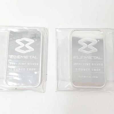 #497 â€¢ (2) Elemetal .999 Fine Silver Bars, 2ozt
