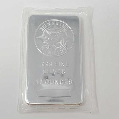 #496 â€¢ Sunshine Minting .999 Fine Silver Bar, 10oz
