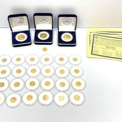 #400 â€¢ (25) $5 and (3) $25 1/10oz .24 Pure Gold Coins

