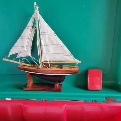 #5032 â€¢ Wooden Sail Boat and Metal Lighters
