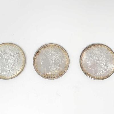 #694 â€¢ (3)1887-1896 Morgan Silver Dollars
