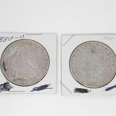 #686 â€¢ (2) Morgan Silver Dollars (1880 & 1901)
