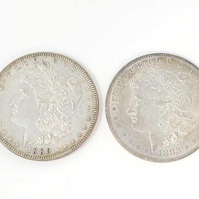 #698 â€¢ (2) 1883-1186 Morgan Silver Dollars
