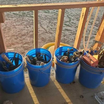 #5542 â€¢ (4) Blue Buckets Full Of Tools
