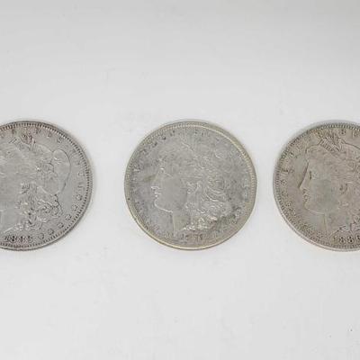 #680 â€¢ (3) Morgan Silver Dollars (1878, 1883, & 1886)

