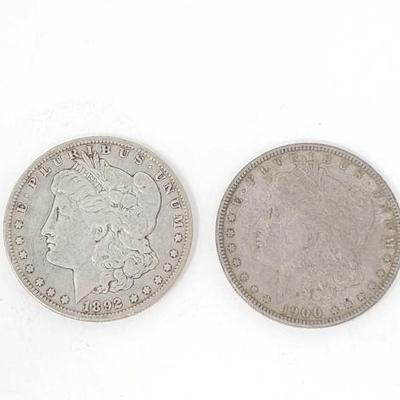 #682 â€¢ (2) Morgan Silver Dollars (1892 & 1900)
