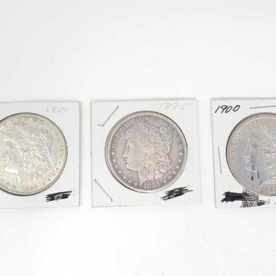 #688 â€¢ (3) Morgan Silver Dollars (1885, 1889, & 1900)
